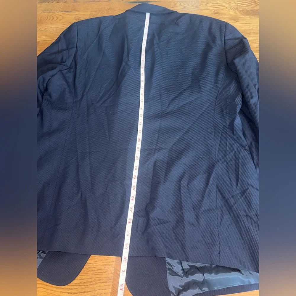 Armani Collezioni. Navy Bias Textured Self Stripe Blazer. Size 46R.